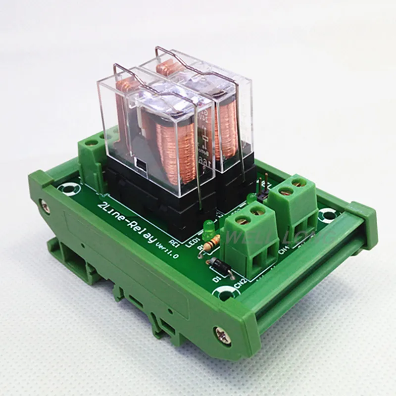 

DIN Rail Mount 2 SPDT 16A Power Relay Interface Module,G2R-1-E DC12V Relay.