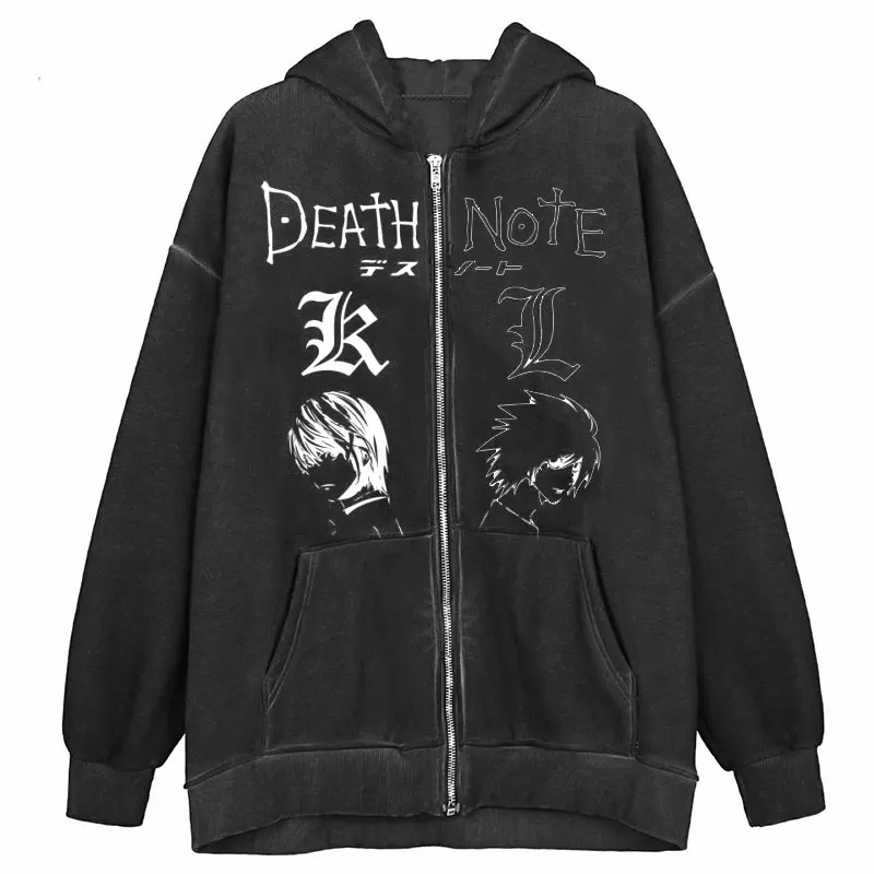 Zipper hoodie death note kawaii direct sale Harajuku y2k jacket undefined kpop long sleeve clothes women's jack |