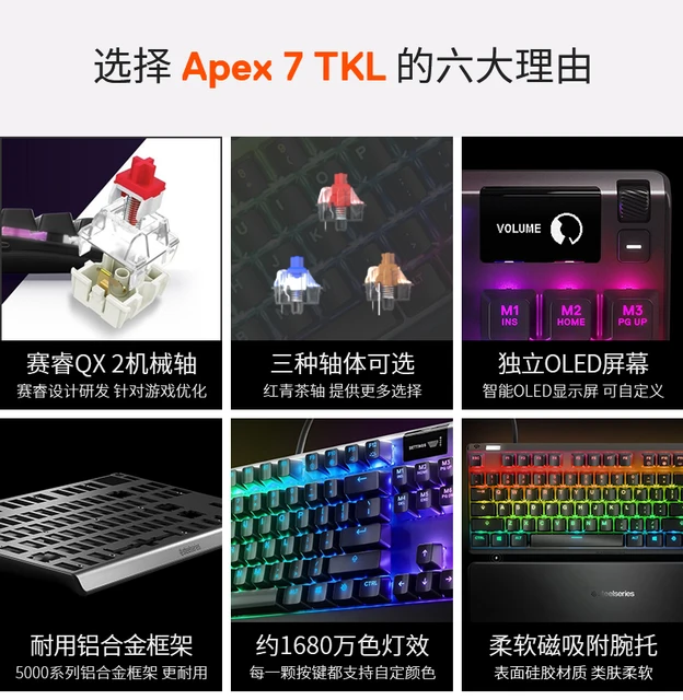 SteelSeries Apex 7 TKL Ghost Wired Gaming Special Mechanical Keyboard  Adjustable RGB Backlight Effect White OLED Smart Display - AliExpress