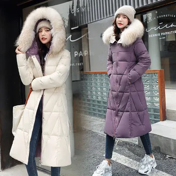 

FTLZZ New Winter Women Jacket Casual Windproof Warm Hooded Parkas Long Design Double Sided Snow Overcoat with Belt