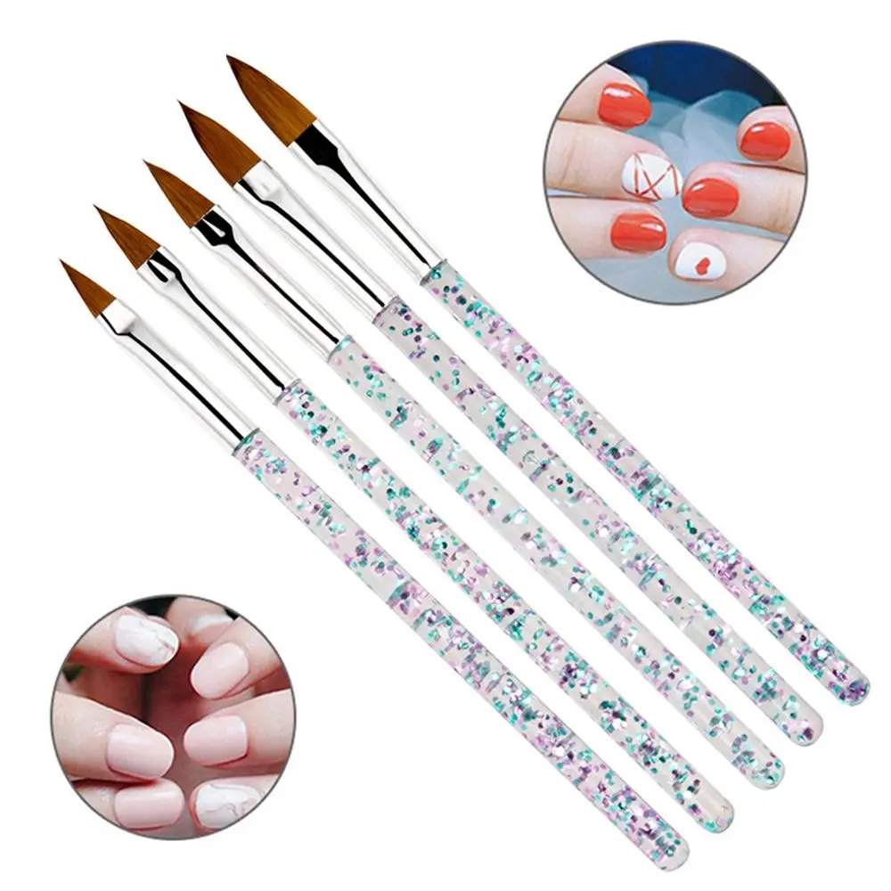 5 шт./компл. 11/13/15/17/19 мм инструменты для ногтей кисточка с кристаллами скульптурный УФ-гель для точечного нанесения ручка резьба советы маникюрный салон Инструменты