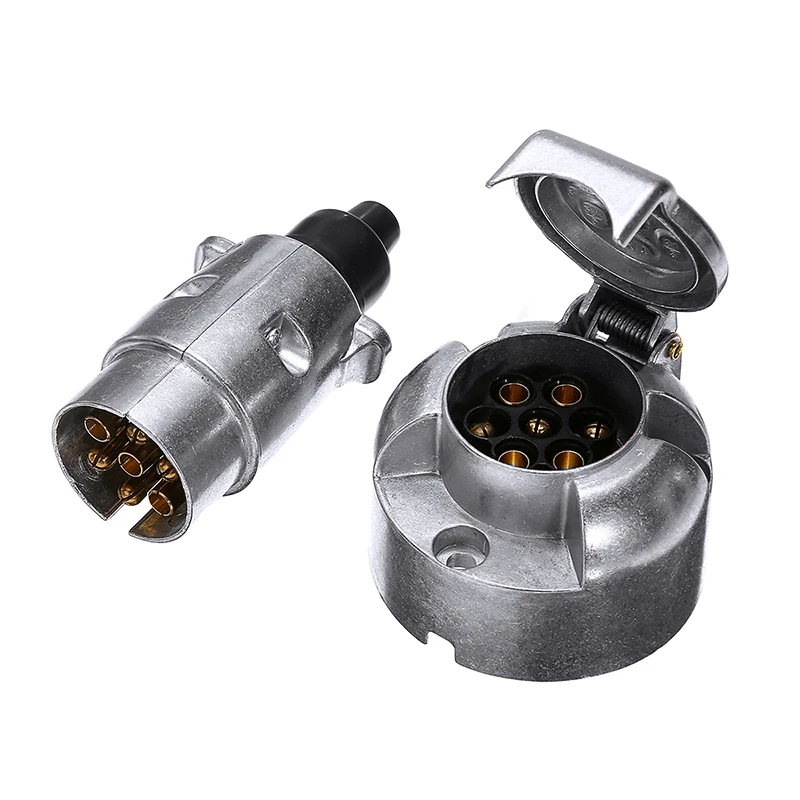 

1 Set Aluminium 7 Pin 12V Trailer Connector Towing Plug Socket with Fittings for Car Truck Motor Trailer Towing Parts