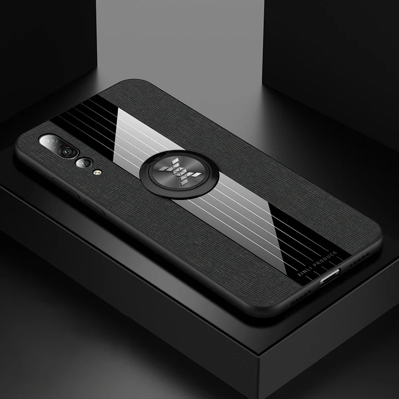 Ikrsses для huawei P20 Pro Чехол простая скатерть текстура автомобильный держатель с магнитным креплением чехол для huawei P20 lite Nova 3e TPU рамка Крышка - Цвет: Black and Ring