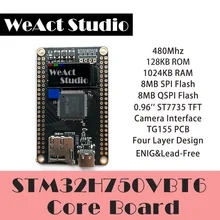 Weact stm32h750vbt6 stm32h750 placa de aprendizagem compatível openmv