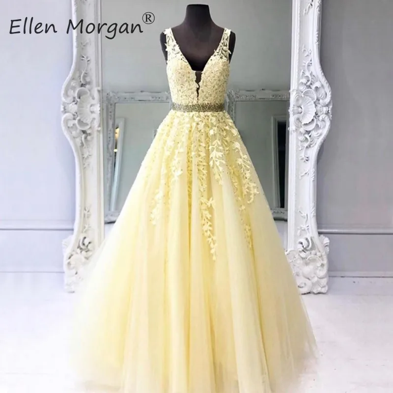 yellow long homecoming dresses