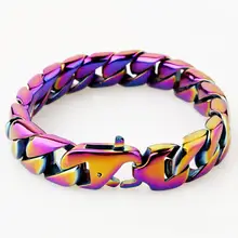 Высококачественные мужские ювелирные изделия браслет 21 см из нержавеющей стали Дубай многоцветный тяжелый массивный звено цепи браслеты и браслеты