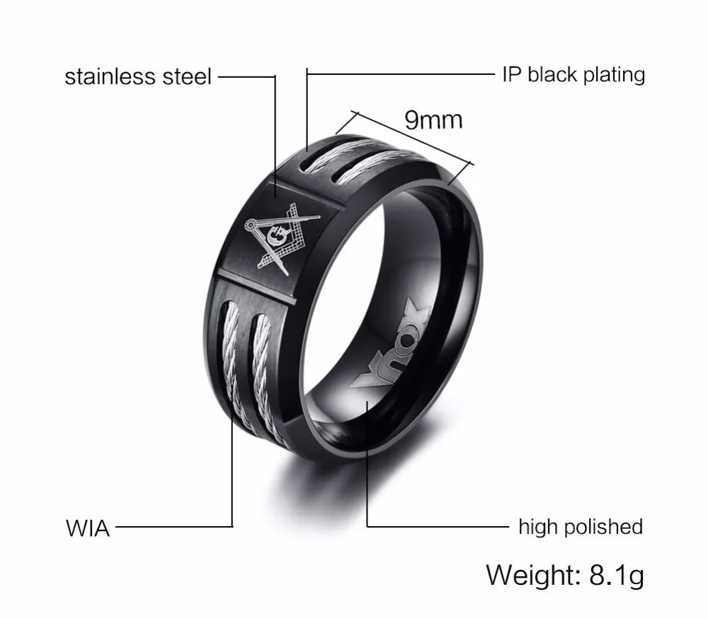 Details about   Masonic Mason Wedding Band Black IP Finish Stainless Steel Ring Size 13 T35 