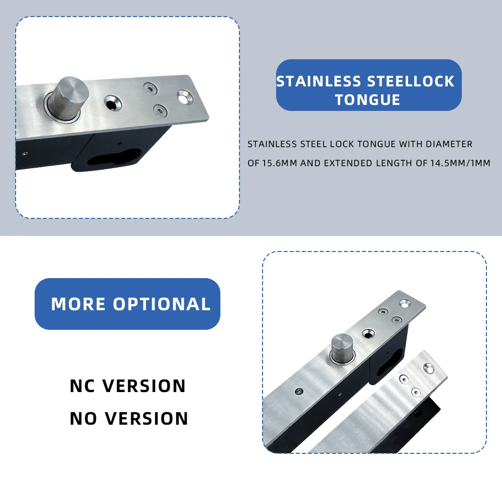 DC 12V Fail Secure Bolt Lock With Mort Lock Cylinder Mechanical key locking Drop