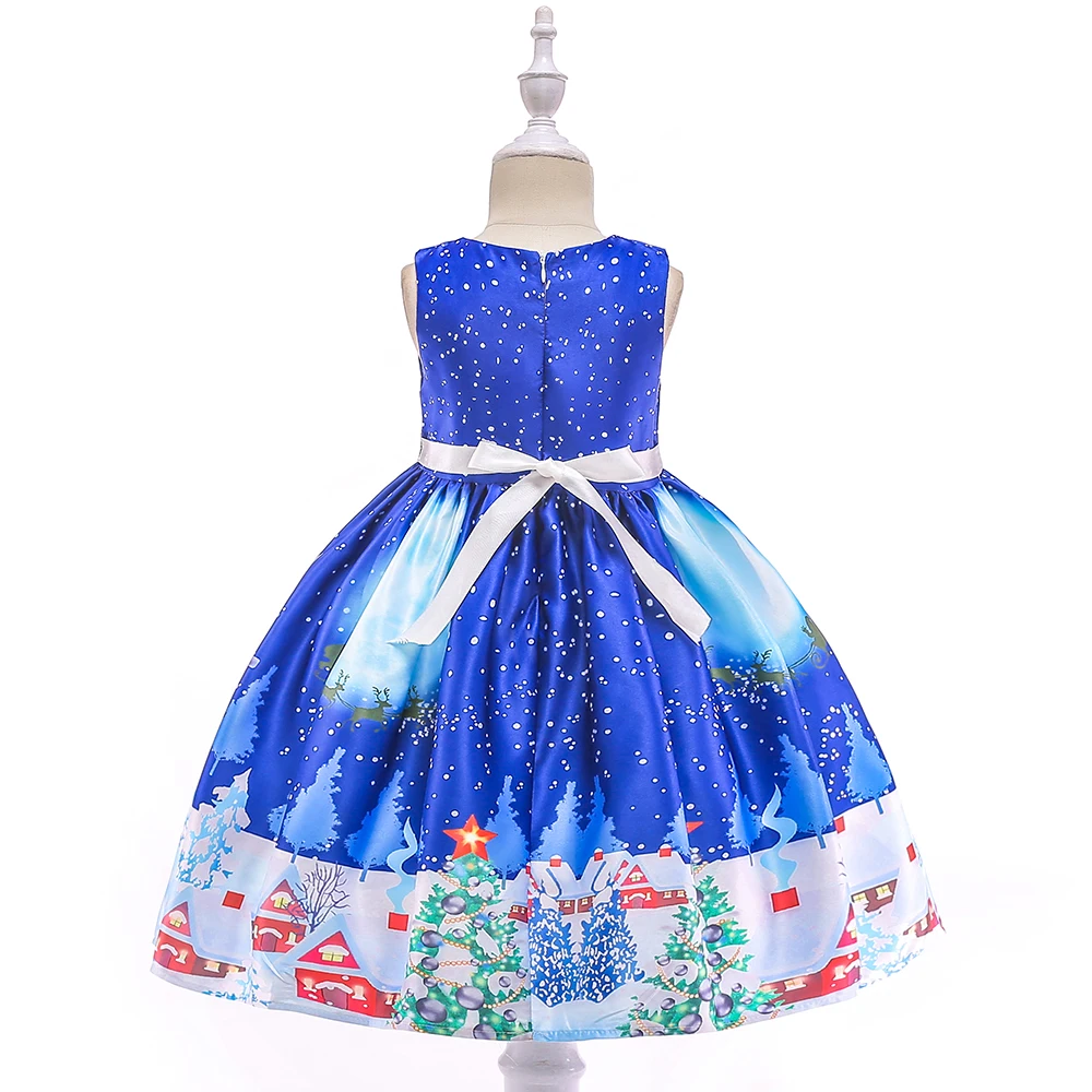 Розничная, детские летние платья для От 3 до 8 лет девочек, платья с принтом снежинки, детское рождественское свадебное платье для девочек, L5050