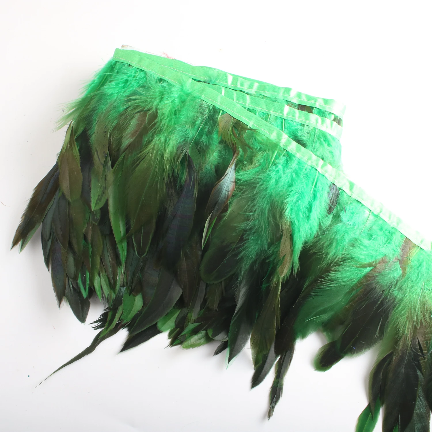 10 метров 13-18 см куриный петух хвост перья планки полосы для свадебной вечеринки одежды петух перо отделка - Цвет: green