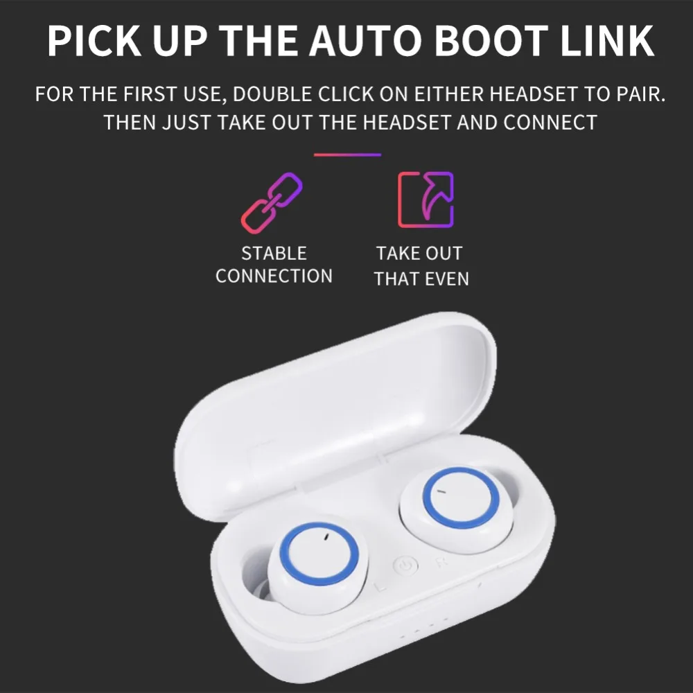 Наушники Bluetooth 5,0 с микрофоном Handsfree 3D стерео звук наушники с зарядным отсеком удобные и стабильные в носке
