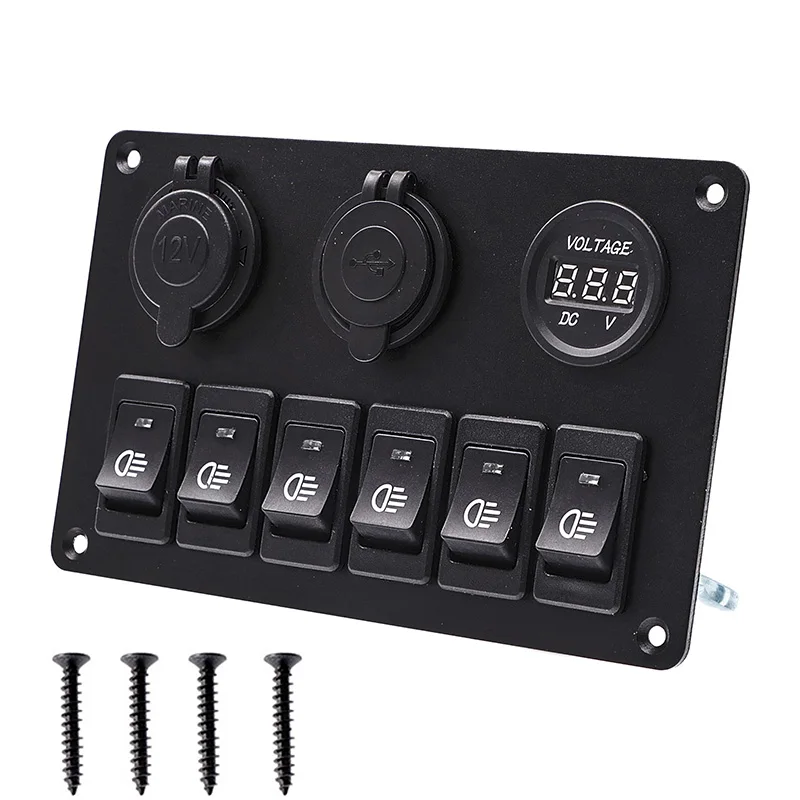 6 Gang LED Schalter Panel 12V Steckdose USB Ladegerät 3,1 EINE Digitale  Voltmeter Kippschalter Control Für Auto boot Camper Marine RV - AliExpress