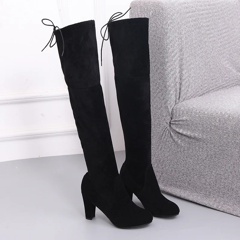 

2019 Flock Women Shoes 34~43 Woman Combat Boots Lady Botas Sandalias Mujer Sapato Feminino Winter Shoes Women Knee High Boots