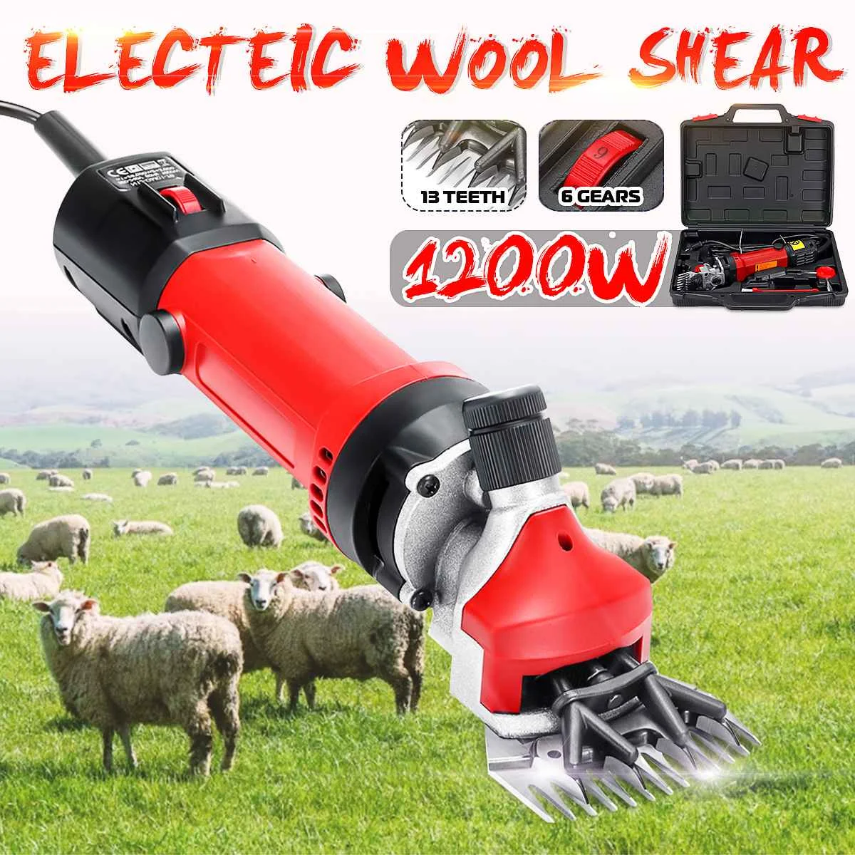 

Upgraded 1200W Electric Sheep Scissor shearing shears 13 teeth straight knife mountain wool shaving shear trimming tool
