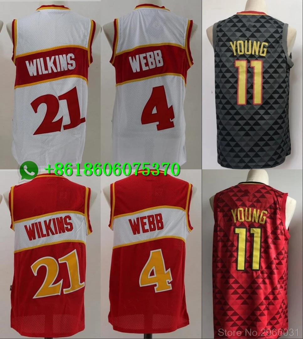 A+++ Качественная мужская одежда для взрослых#21 Dominique Wilkins 4 Spud Webb 11 Trae Young Jersey Atlanta