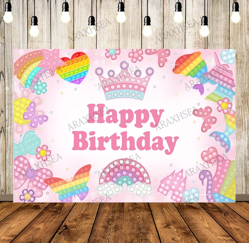 Pop-it Fidget Photography Backdrop Boys Happy Birthday Rainbow Photo