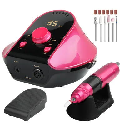 Elegant Gold Nail Drill 35000RPM 45W Professional Manicure Machine Electric Nail Art Drill File Pedicure Equipment With Cutters JMD306-Red