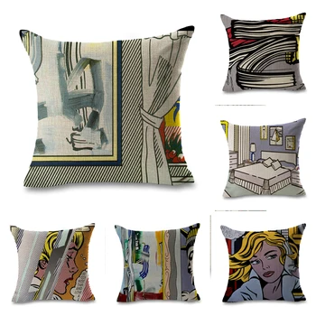 

Roy Lichtenstein Pop Art Comics Curtain Girls Bedroom Pillow Euro Cover Decorative Massager Decorative Pillows Home Decor Gift