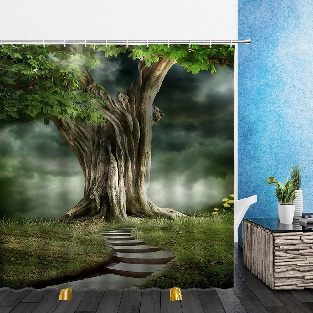 

Natural Scenery Shower Curtains Forest Landscape 3D Print Waterproof Bathroom Decor Home Bathtub Polyester Curtain Set 180*200cm