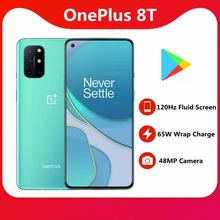 In Stock Oneplus 8T 65W Super Charger 4500mAh Battery 120HZ Screen Snapdragon 865 NFC 6.55 inch 48MP Smart Phone