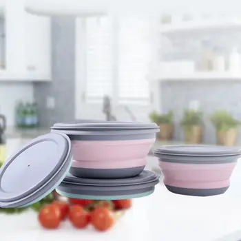 

3PCS Folding Bowl Outdoor Camping Tableware Sets Folding Lunch Box Portable Salad Bowl