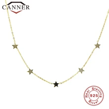 Простое INS 925 пробы Серебряное колье Золотая Серебряная цепочка звезда Подвеска Короткое ожерелье s для женщин очаровательное циркониевое ожерелье ювелирное изделие