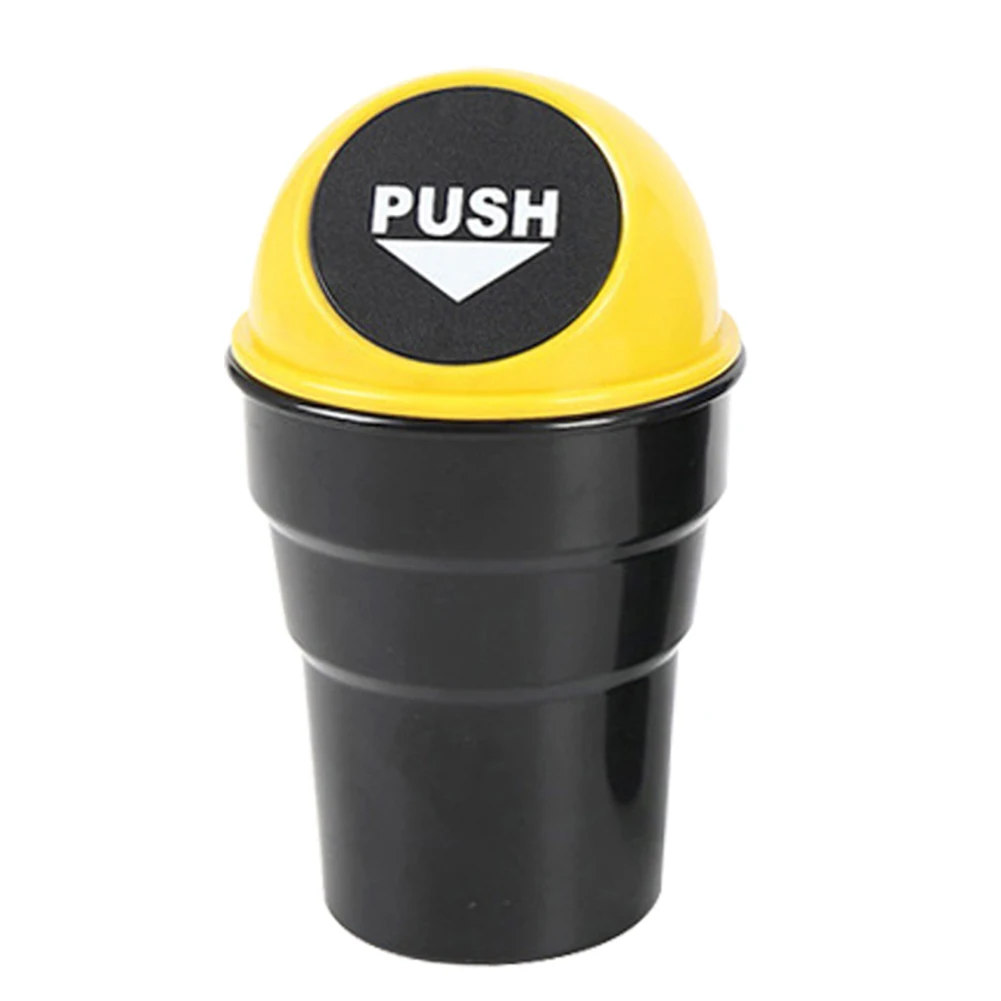 Car Trash Garbage Holder Automobiles Storage Stylish Cup Shape Push Lid Car Vehicle Desktop Plastic Trash Can Garbage Bin Box