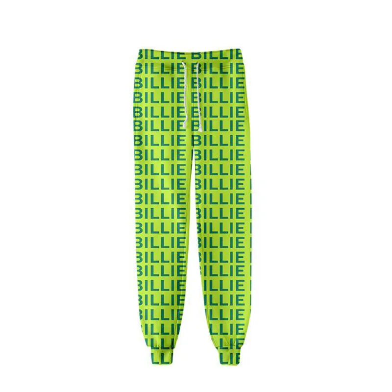 Мужские футболки летняя мода Billie Eilish 3d футболка с буквенным принтом harajuku стильная забавная футболка/толстовки/брюки неоновый зеленый наряд - Цвет: Коричневый