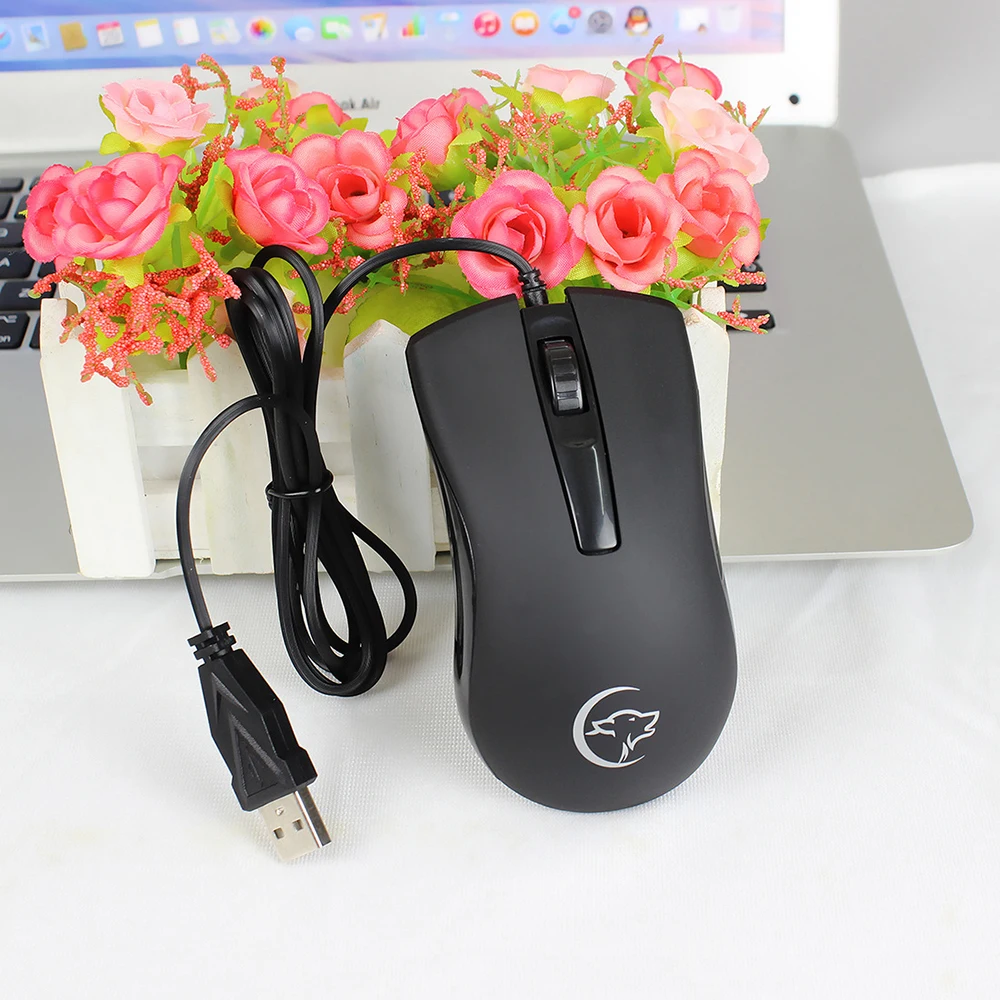 Черная игровая мышь 2400 dpi DC 5V 100mA для ноутбука настольного компьютера USB Проводная