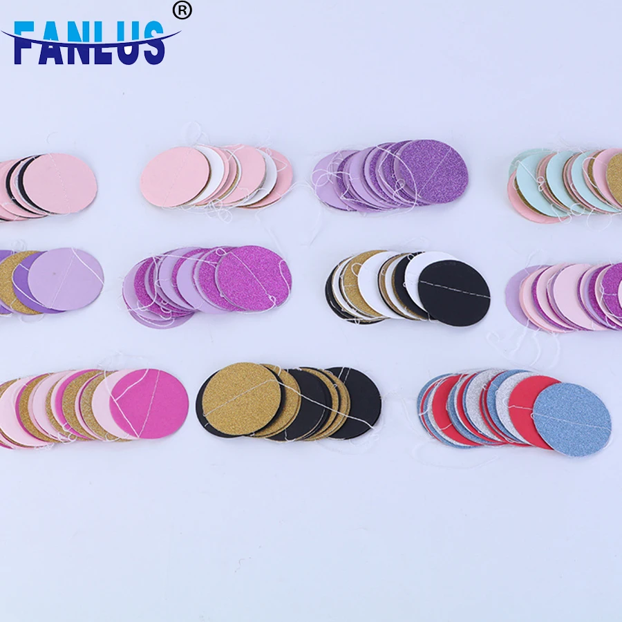 22pcs/2M New Glitter Circle Polka Dots Garland Banner Bunting Party Decor Pink White and Gold Happy Birthday Decorations | Дом и сад