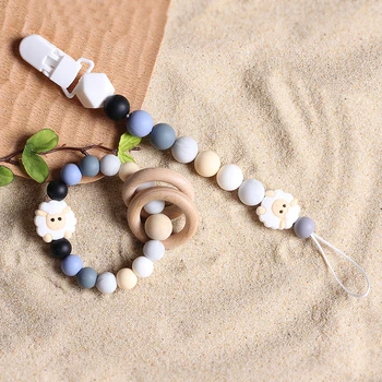 

Baby pacifier clips Pacifier Chain Sheep Shape Hand Made Cute Colourful Beads Dummy Clip Baby Soother Holder For Baby Kid