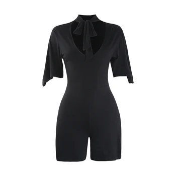 

Women Overall Summer Slim Fashion Half Sleeve SML XL XXL Lace-up V-neck Woman Casual Playsuits Lady Shorts Jumpsuit Rompers