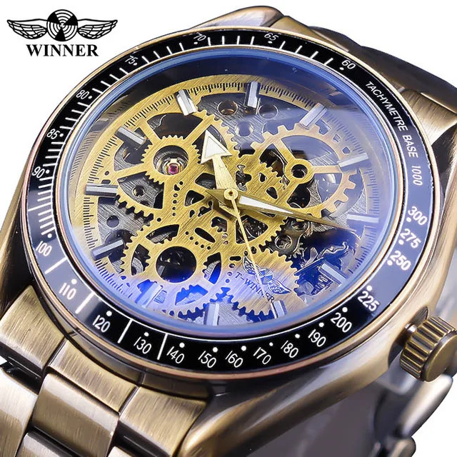 

Winner Watch Winner Fully Automatic Analog Watch Hollow out Bronze Waterproof Men Analog Watch MEN'S Watch