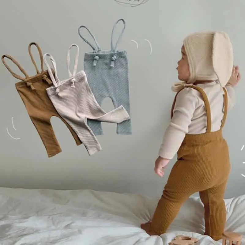 Infant Kids Suspender Pantyhose Spring Autumn Cotton Breathable Baby Girls Boys Solid Color High Waist Bandage Leggings Overalls baby trousers,cotton pants,baby leggings