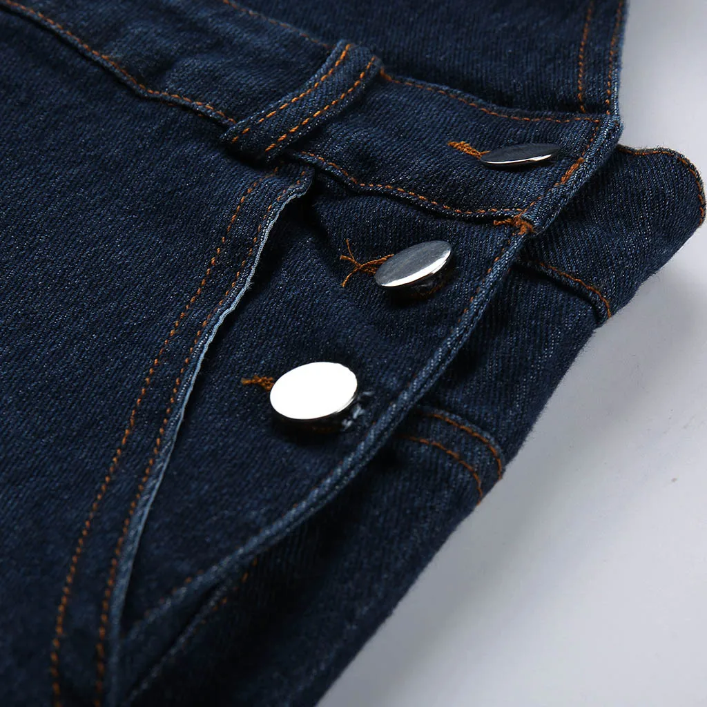 SAGACE новые женские тонкие джинсовые комбинезоны джинсовые штаны рваные Комбинезоны на лямках комбинезон штаны от комбинезона сплошной цвет синий