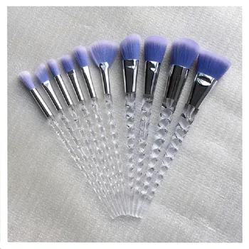 

10pcs Unicorn Makeup Brushes Set Crystal Spiral Handle Foundation Blending Powder eyeshadow eyebrow Make Up Brush Cosmetic Tools