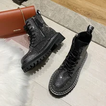 Женские короткие ботинки; сапоги для верховой езды; женские ботинки с круглым носком; роскошные дизайнерские ботинки на низком каблуке; женские ботинки с кристаллами;