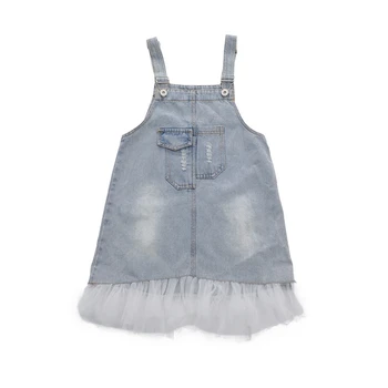 

Kids Infant Baby Girls Dresses Casual straps Denim Princess Pageant Party Casual Dress Girl lace Clothes