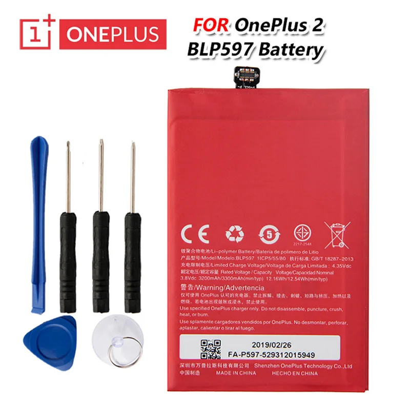 

Original One Plus High Quality BLP597 Battery For OnePlus OnePlus 2 One Plus Two A2001 A2003 A2005 3300mAh