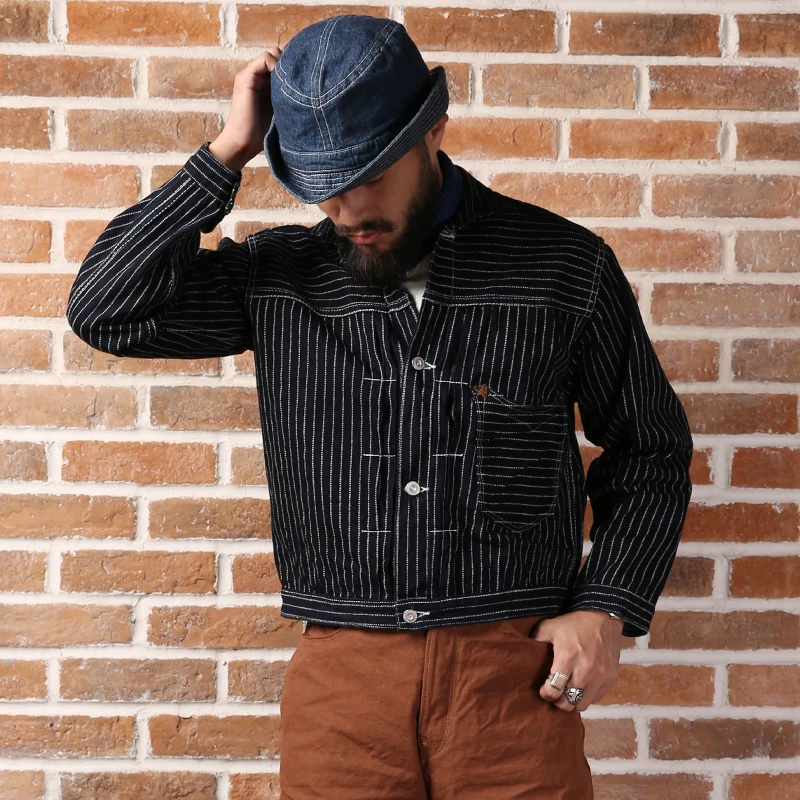 878 Bronson Винтаж Индиго куртка вабаш в полоску 15 5 Oz джинсовая куртка|denim jacket|jacket