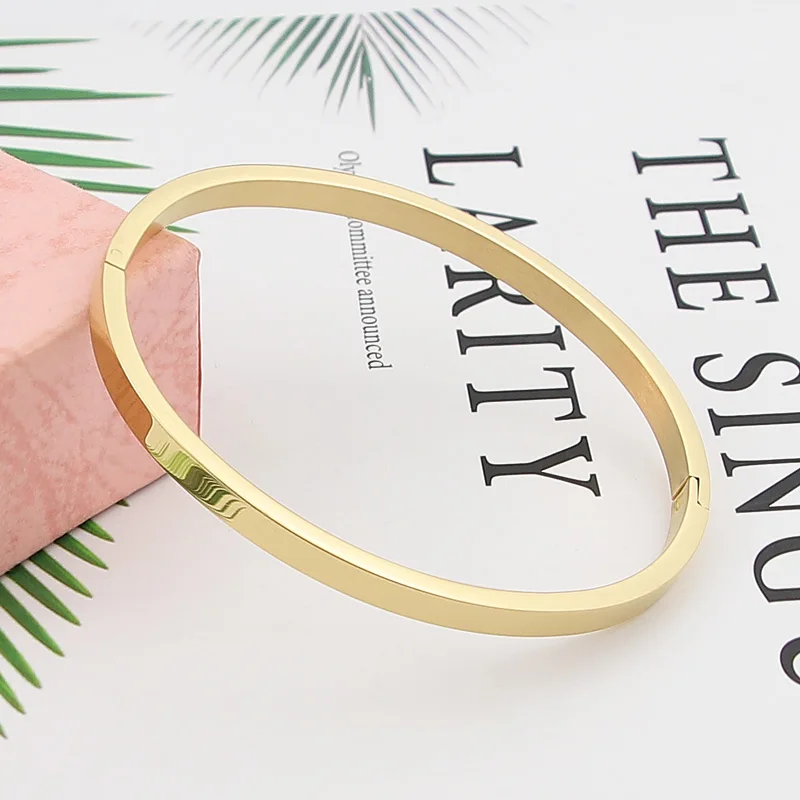 Stainless Steel Bracelet Hot Fashion Stainless Steel Jewelry Oval Bangle for Woman Child Charm Bracelet Party Love Wedding Brand Gift