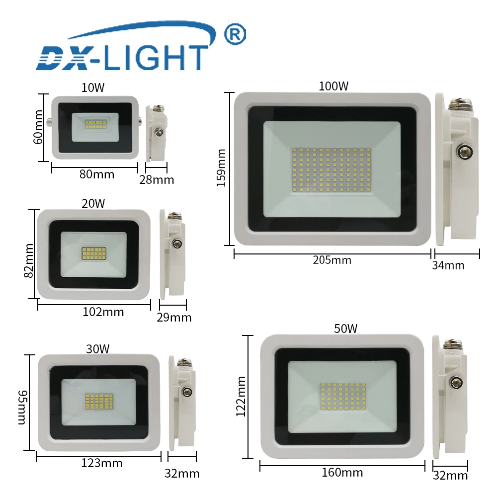 Светодиодный прожектор светильник мощностью 10 Вт, 20 Вт, 30 Вт, 50 Вт 100 220 V-240 V заливающее светильник s лампа Водонепроницаемый IP68 Whgite отражатель светодиодный наружные точечный светильник