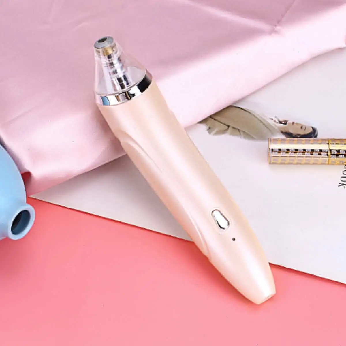 3 files 4 tips charging models, electric blackhead meter facial pore cleaner, peeling equipment blackhead skin peeling - Color: champagne gold