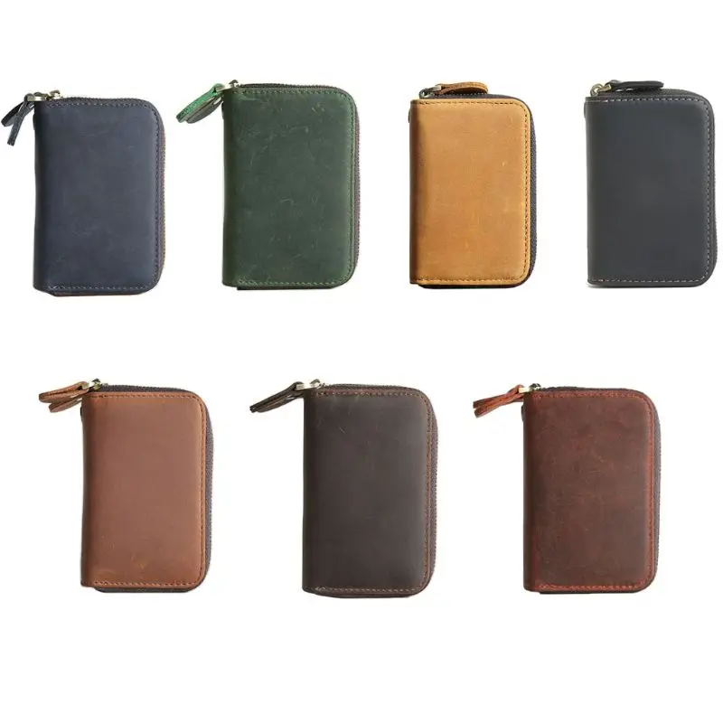 Portable PU Leather Vintage Card Holder Car Key Purse Coin Bag Case Phone Pouch Wallet