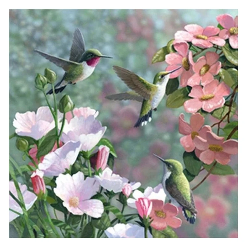 DIY 5D Diamond Painting Full Drill Embroidery Dotz Kit Home Wall Decor Hummingbirds Flowers | Дом и сад