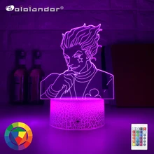 Veilleuse 3D colorée pour chambre d'enfants à LED avec capteur tactile, lumière de nuit, thème anime Hunter X Hunter, décoration, lampe, gadgets Hisoka