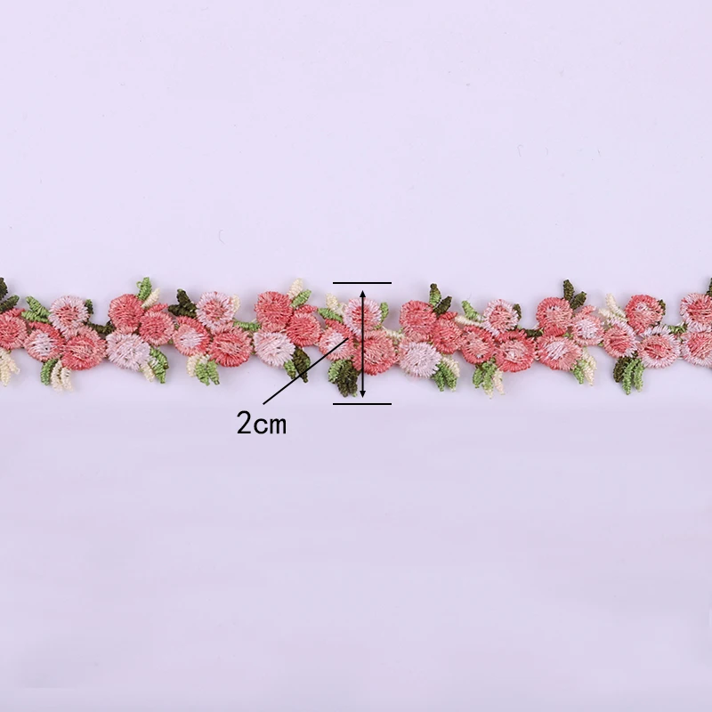 Lace Sewing Accessories 2Yards Cherry Flower Embroidery Trim for DIY Clothes Necklace Collars