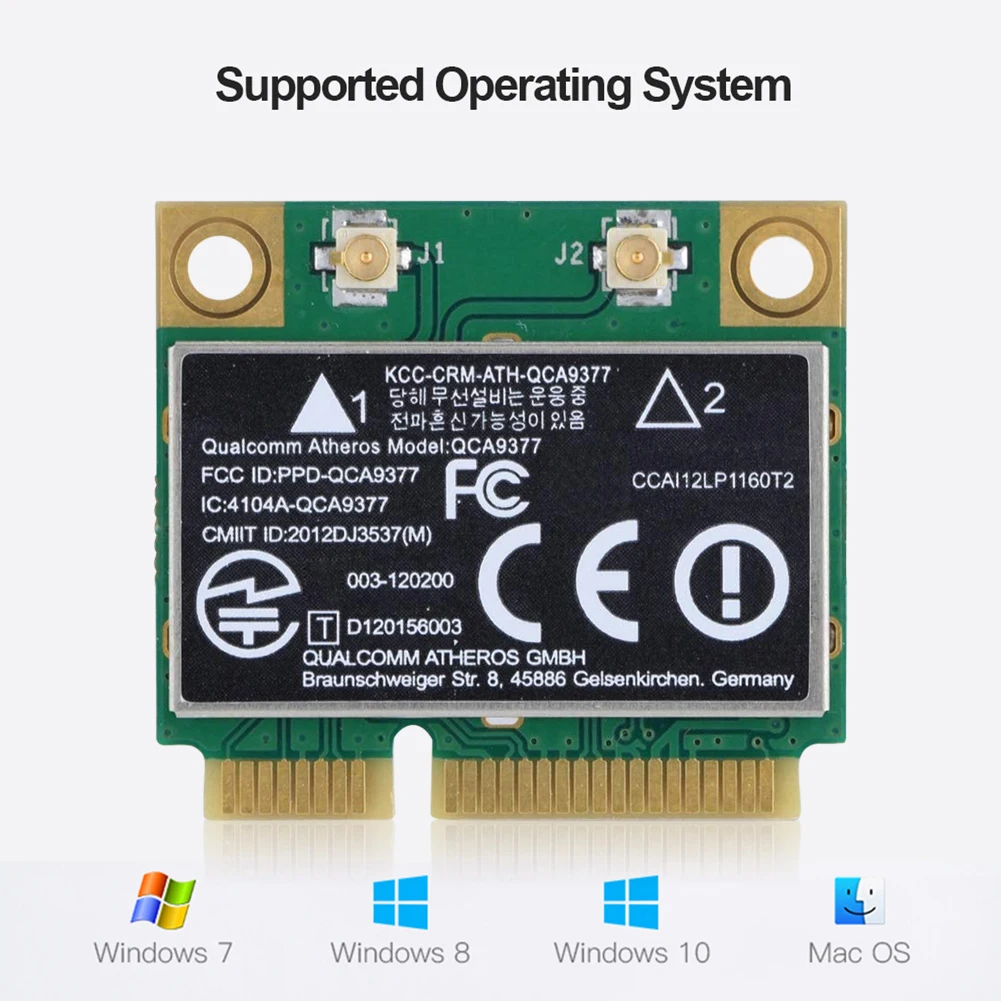 QCA9377 Mini PCI e Двухдиапазонная 433 Мбит/с беспроводная Wi Fi карта PCIe Bluetooth 4 2 ГГц 5