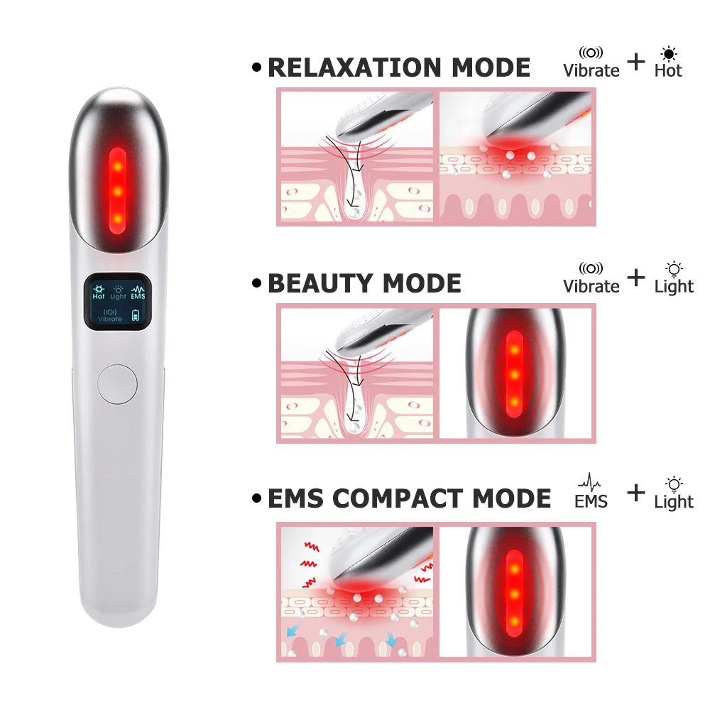 EMS Eye Massager Instrument de vibrații de încălzire Anti-rid Îndepărtarea cercurilor întunecate USB Reîncărcabil Absorbție profundă a nutriției_voghion.com