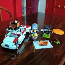 

19002 Technical Tourist Picnic Car Model Bricks MOC High-Tech Fiat 500 Trailer Tractor Camperes MINI Car Building Blocks Toys